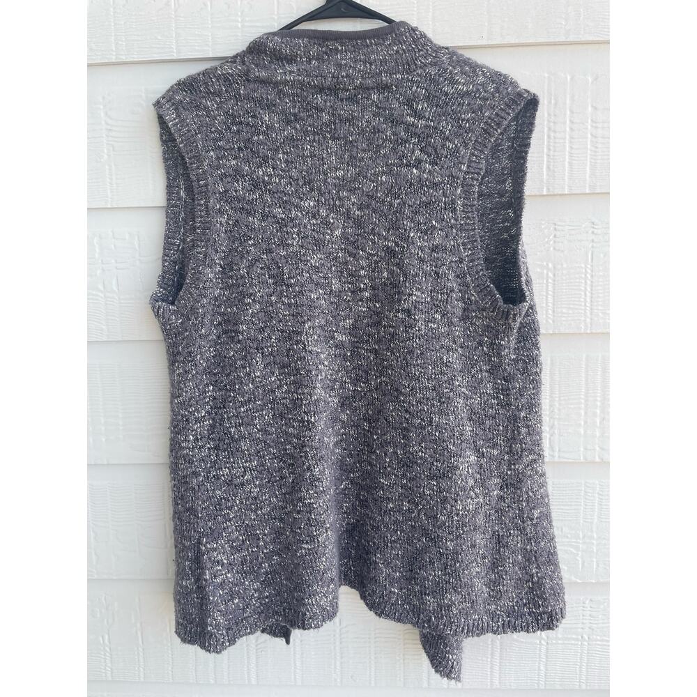 gray Jones New York Sweater Vest with ruffle front L - Picture 2 of 5